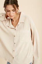 Load image into Gallery viewer, shacket: corduroy front one pocket shirt - sand