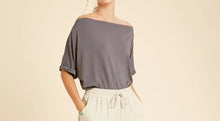 Load image into Gallery viewer, off the shoulder solid top - charcoal (wear it three ways)