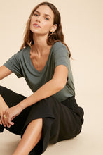 Load image into Gallery viewer, short sleeve v-neck basic knit top - t green