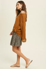 Load image into Gallery viewer, waffle knit round neck top - camel