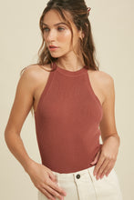 Load image into Gallery viewer, ribbed high neck round neck tank top