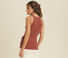 Load image into Gallery viewer, ribbed high neck round neck tank top