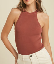 Load image into Gallery viewer, ribbed high neck round neck tank top