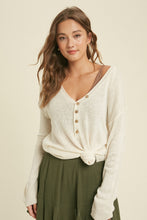 Load image into Gallery viewer, button down v-neck sweater - cream