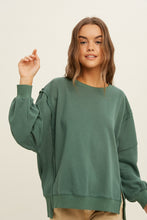 Load image into Gallery viewer, raw edge french terry sweatshirt - green