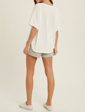 Load image into Gallery viewer, button front v-neck short sleeve top - ivory