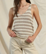 Load image into Gallery viewer, stripe v-neck sweater knit tank top - taupe ivory