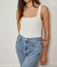 Load image into Gallery viewer, square neck rib knit bodysuit off white