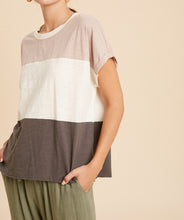 Load image into Gallery viewer, wide striped colorblock basic top - twig combo