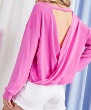 Load image into Gallery viewer, open twist back long sleeve top - hot pink