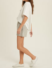Load image into Gallery viewer, button front v-neck short sleeve top - ivory