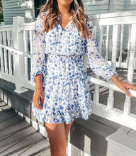 Load image into Gallery viewer, sweet floral mini dress skies are blue