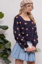 Load image into Gallery viewer, polka dot button up cardigan - navy
