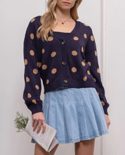 Load image into Gallery viewer, polka dot button up cardigan - navy