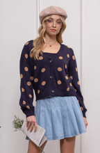 Load image into Gallery viewer, polka dot button up cardigan - navy