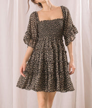 Load image into Gallery viewer, disty floral ruffled mini dress - black floral