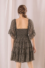 Load image into Gallery viewer, disty floral ruffled mini dress - black floral