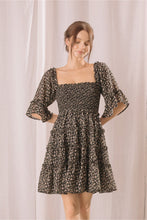 Load image into Gallery viewer, disty floral ruffled mini dress - black floral