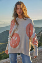 Load image into Gallery viewer, smiley oversized knit sweater - papaya punch