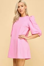 Load image into Gallery viewer, knit half sleeve mini dress - pink