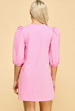 Load image into Gallery viewer, knit half sleeve mini dress - pink