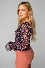 Load image into Gallery viewer, buddylove: cassie smocked long sleeve top - mystic