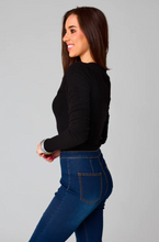 Load image into Gallery viewer, buddy love: holly long sleeve button up bodysuit - black