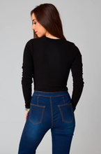 Load image into Gallery viewer, buddy love: holly long sleeve button up bodysuit - black
