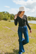 Load image into Gallery viewer, buddy love: holly long sleeve button up bodysuit - black