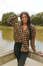 Load image into Gallery viewer, buddy love: portia plaid button up top - gingerbread