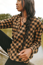 Load image into Gallery viewer, buddy love: portia plaid button up top - gingerbread