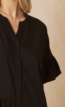 Load image into Gallery viewer, asymmetrical button up mini dress - black