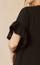 Load image into Gallery viewer, asymmetrical button up mini dress - black