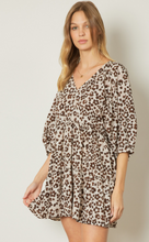 Load image into Gallery viewer, floral print v-neck tiered mini dress - taupe