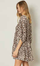 Load image into Gallery viewer, floral print v-neck tiered mini dress - taupe