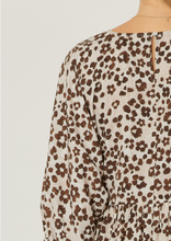 Load image into Gallery viewer, floral print v-neck tiered mini dress - taupe