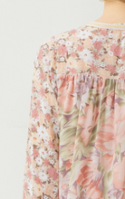 Load image into Gallery viewer, mixed floral print long sleeve babydoll mini dress - blush