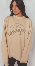 Load image into Gallery viewer, charlie southern: heroes have always been cowboys campus sweatshirt - tan