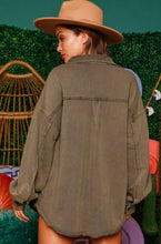 Load image into Gallery viewer, shacket: washed button down shirt jacket - olive
