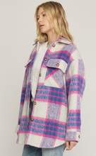Load image into Gallery viewer, fuzzy plaid button up jacket - pink / blue