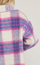 Load image into Gallery viewer, fuzzy plaid button up jacket - pink / blue