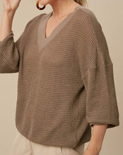 Load image into Gallery viewer, waffle textured v-neck top - mocha