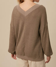Load image into Gallery viewer, waffle textured v-neck top - mocha