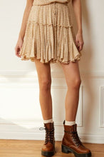 Load image into Gallery viewer, flowy tier mini skirt - printed taupe brown