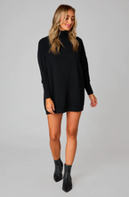 Load image into Gallery viewer, buddy love: mara turtleneck short sweater dress - black