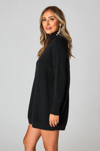 Load image into Gallery viewer, buddy love: mara turtleneck short sweater dress - black