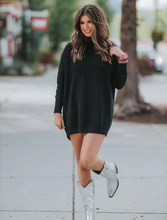 Load image into Gallery viewer, buddy love: mara turtleneck short sweater dress - black