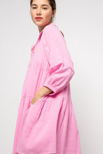 Load image into Gallery viewer, cotton shirt mini dress - cool pink