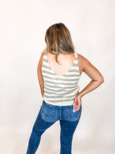 Load image into Gallery viewer, stripe v-neck sweater knit tank top - taupe ivory