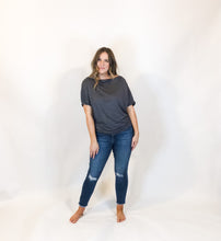 Load image into Gallery viewer, off the shoulder solid top - charcoal (wear it three ways)